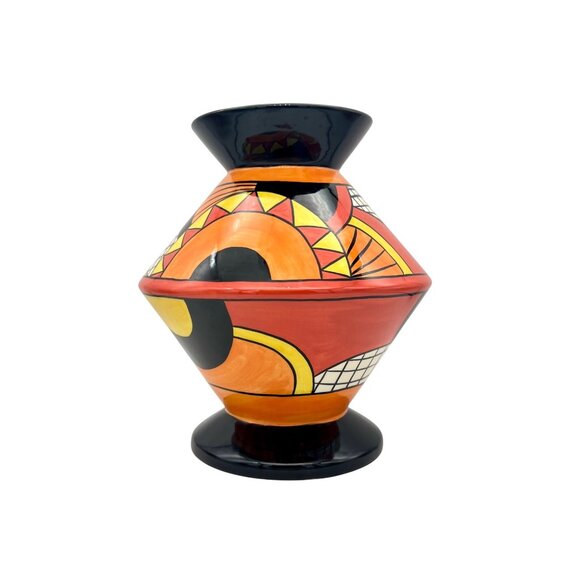 Vintage Torna Bailey Flapper Vase Old Ellgreave Pottery Art Deco Geometric 7.25